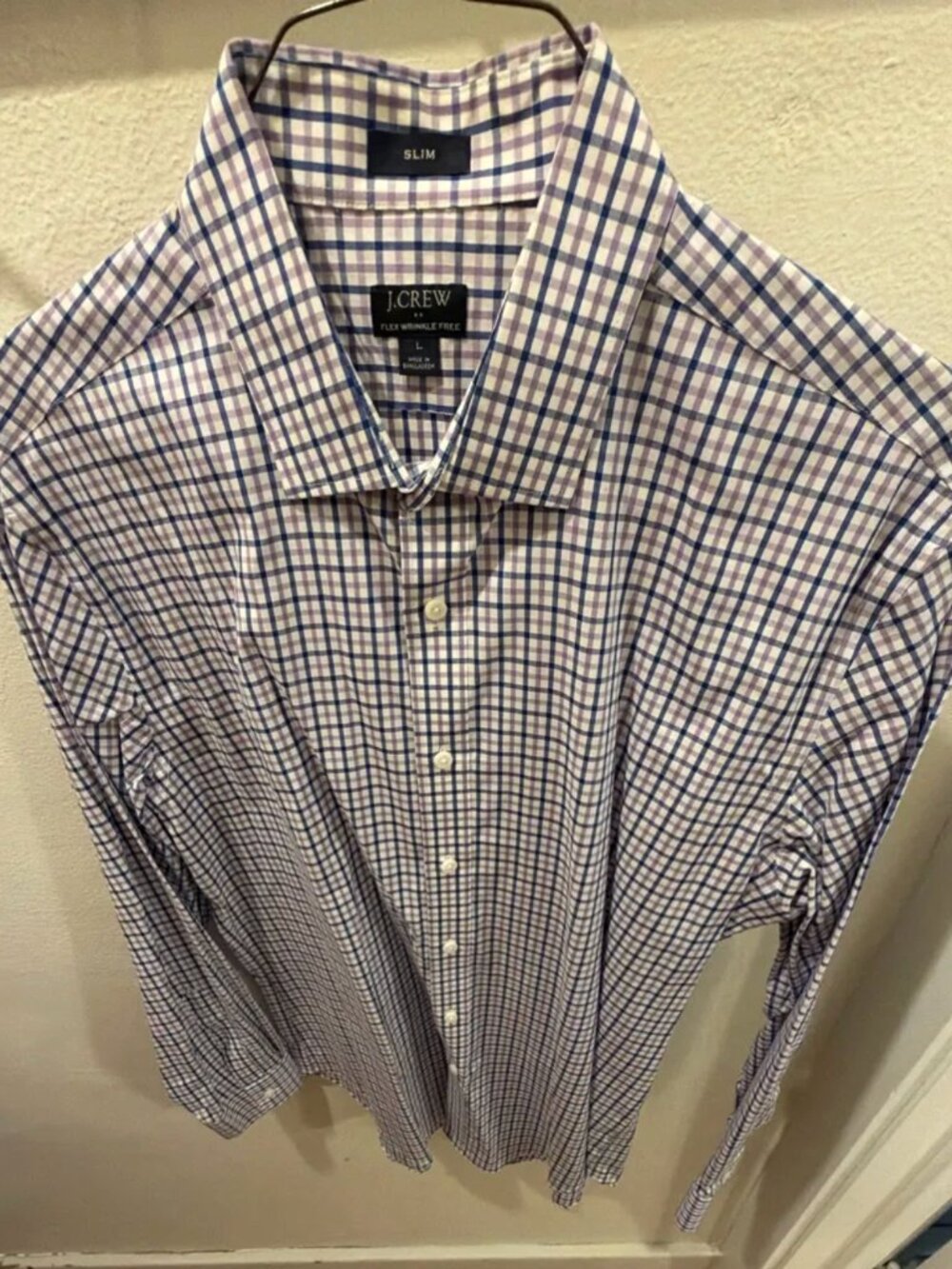 J.Crew Slim Wrinkle Free Purple Check L